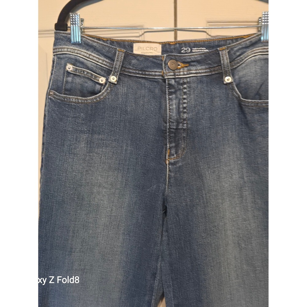 Pilcro Wide-Leg Baggy High-Rise Jeans Dark Indigo Blue OB2300165 Size 29 - Picture 5 of 11